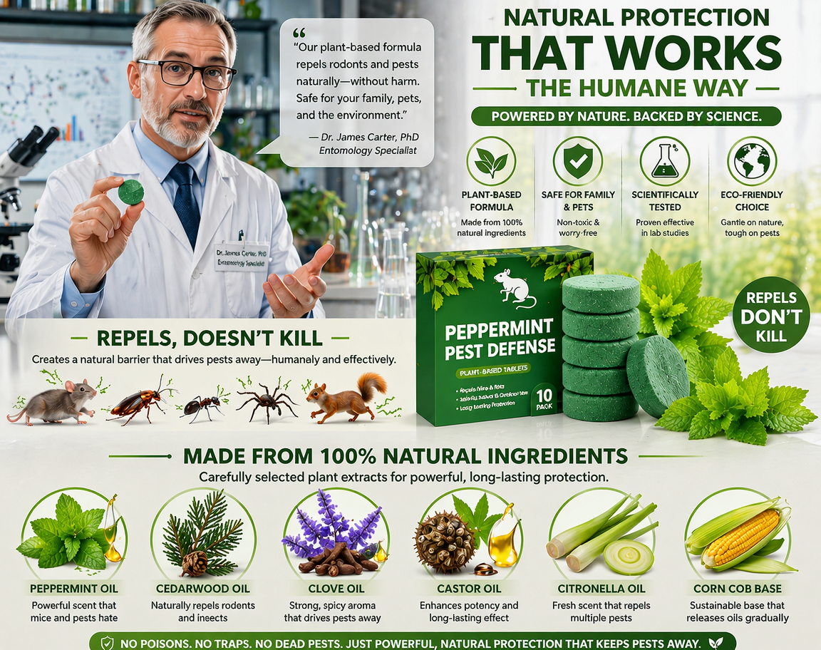 💥LAST DAY SALE 50%OFF💥🟢 Natural Peppermint Rodent Repellent Tablets – 10 Pack