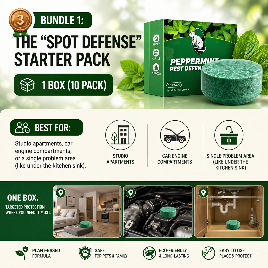 💥LAST DAY SALE 50%OFF💥🟢 Natural Peppermint Rodent Repellent Tablets – 10 Pack
