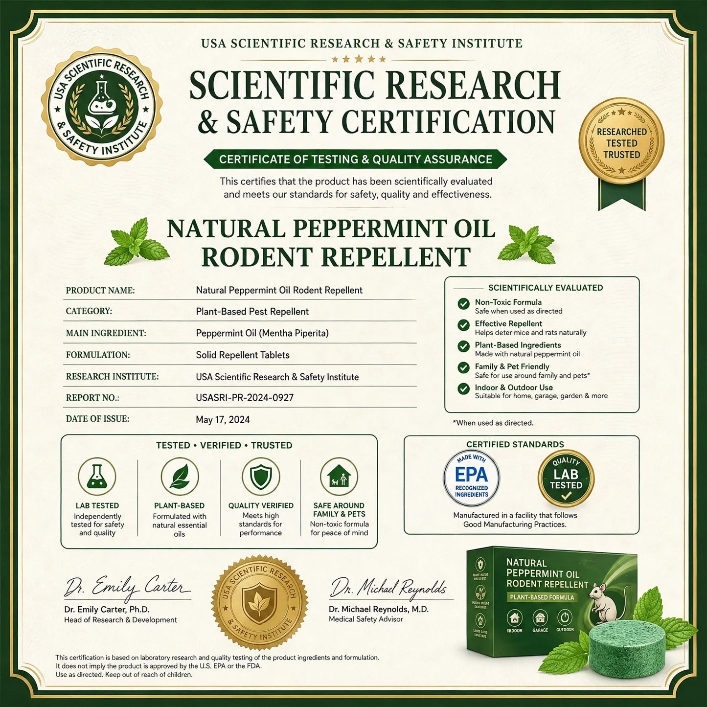 💥LAST DAY SALE 50%OFF💥🟢 Natural Peppermint Rodent Repellent Tablets – 10 Pack