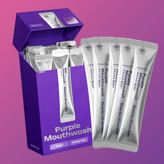 LAST DAY PROMOTION - 50% OFF Purple Mouthwash - Sachets 20 Pack - Peroxide-Free - Alcohol Free - Vegan Mint