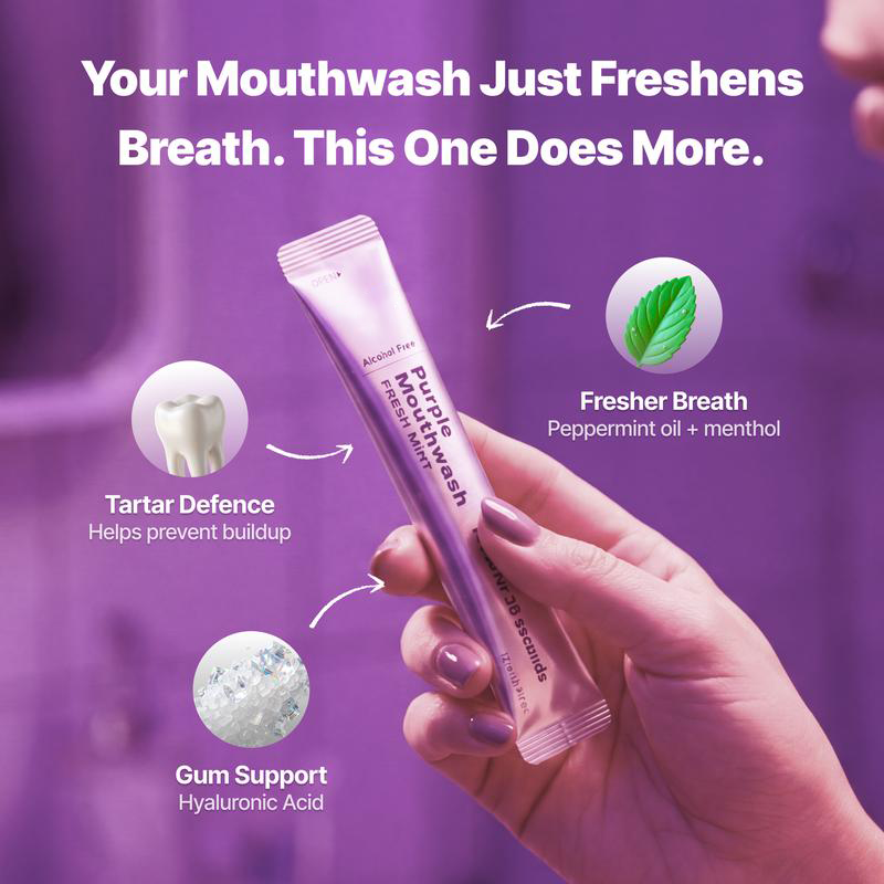 LAST DAY PROMOTION - 50% OFF Purple Mouthwash - Sachets 20 Pack - Peroxide-Free - Alcohol Free - Vegan Mint