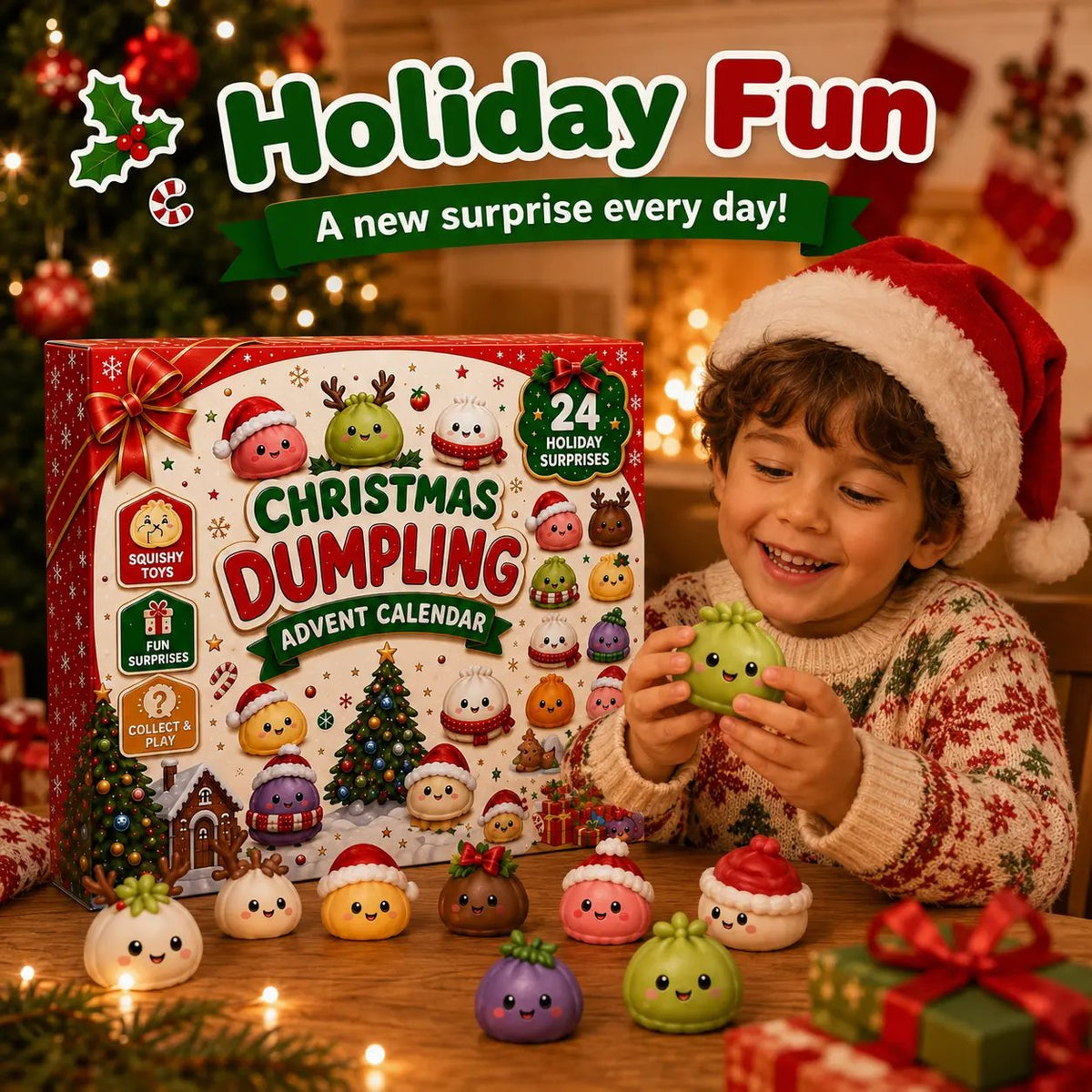 🎄Christmas Mini Squishies Advent Calendar 2026, 24-Day Holiday Countdown Fidget Stress Relief Set✨